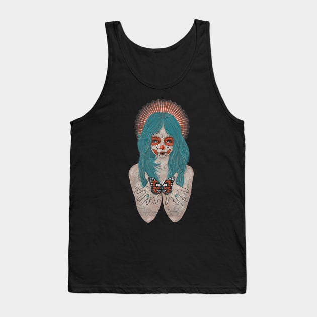 Santa Muerte and the Butterfly Tank Top by digsy